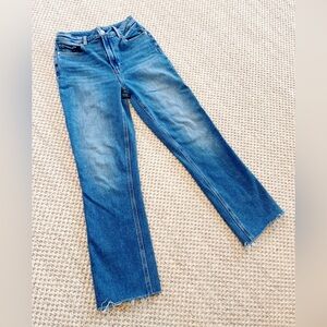 Paige Womens Cindy High Waist Straight Leg Jeans In Roxanne W/ Grand Hem $229